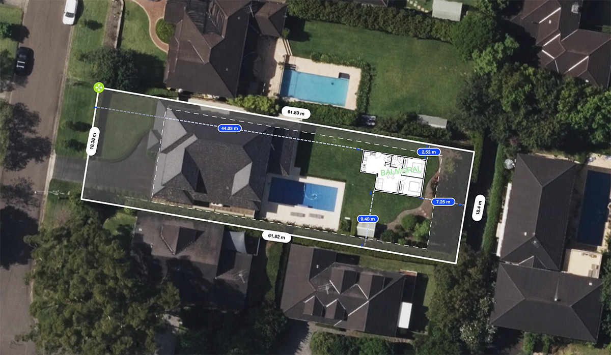 land measurement for building granny flat