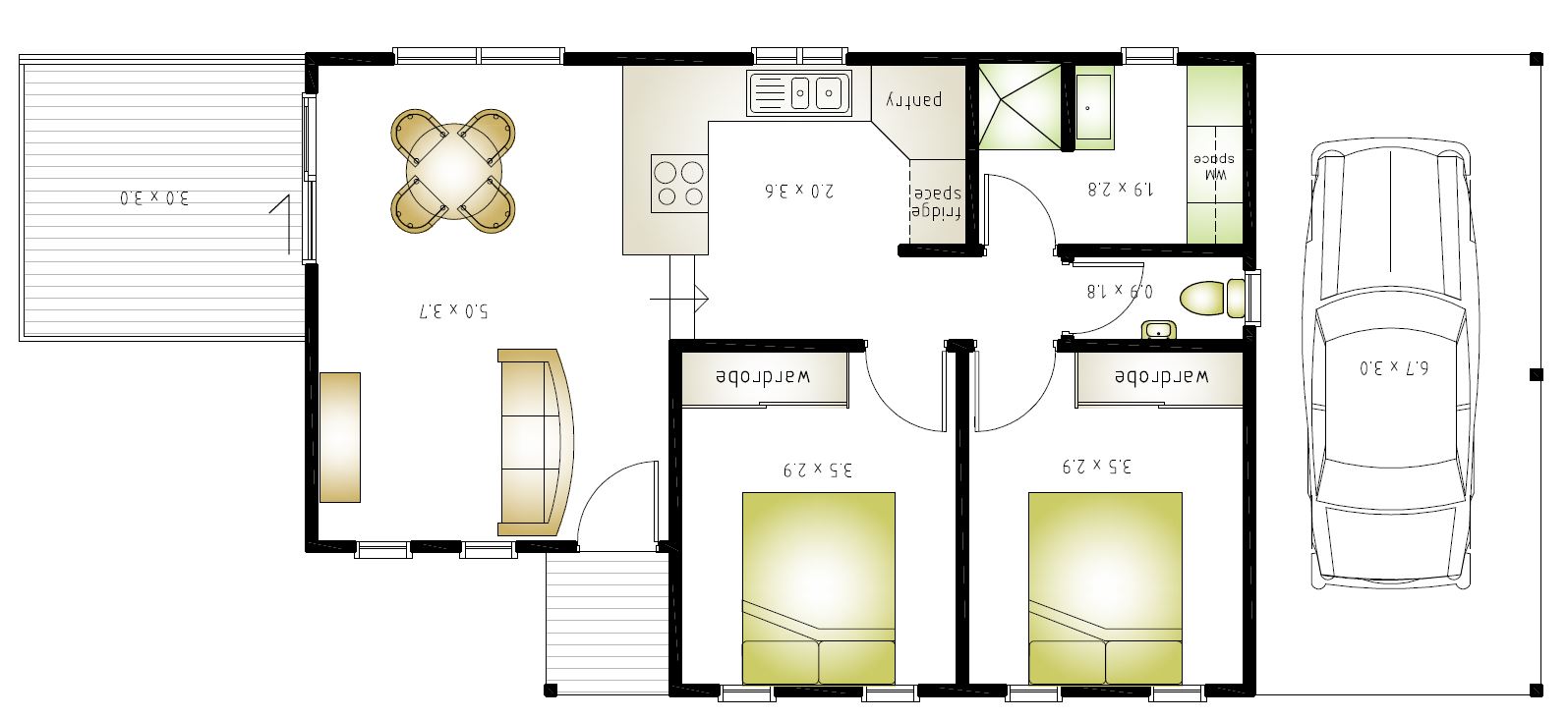 granny flat floor plan with garage